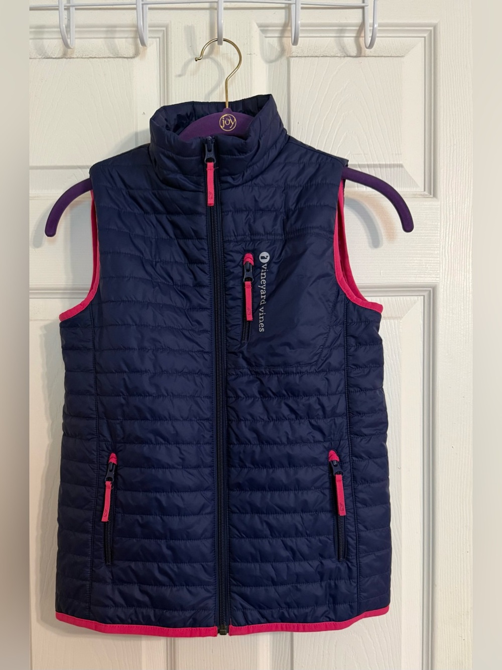 Vineyard Vines Navy /Pink  Girls Weekender  Quilted Puffer Vest